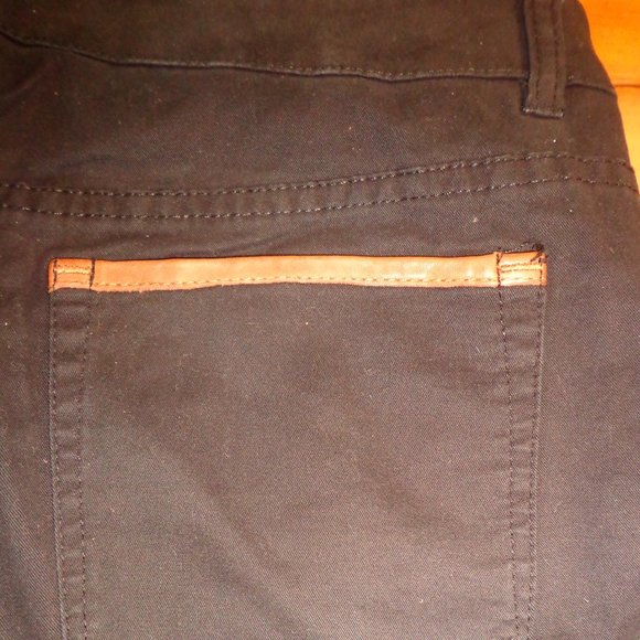 Juicy Couture 5-Pocket Pant 4 Black/Saddle Tan Sheep Skin Leather Piping - Picture 5 of 13